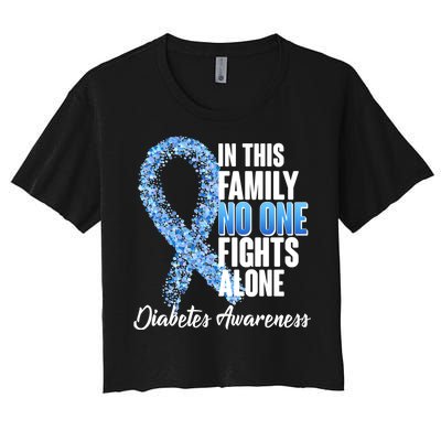 No One Fights Alone Diabetes Awareness Women's Crop Top Tee