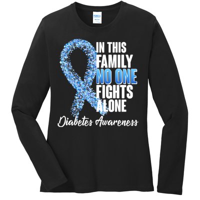 No One Fights Alone Diabetes Awareness Ladies Long Sleeve Shirt