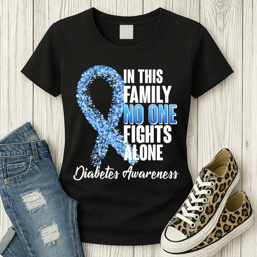 No One Fights Alone Diabetes Awareness Womens T-Shirt