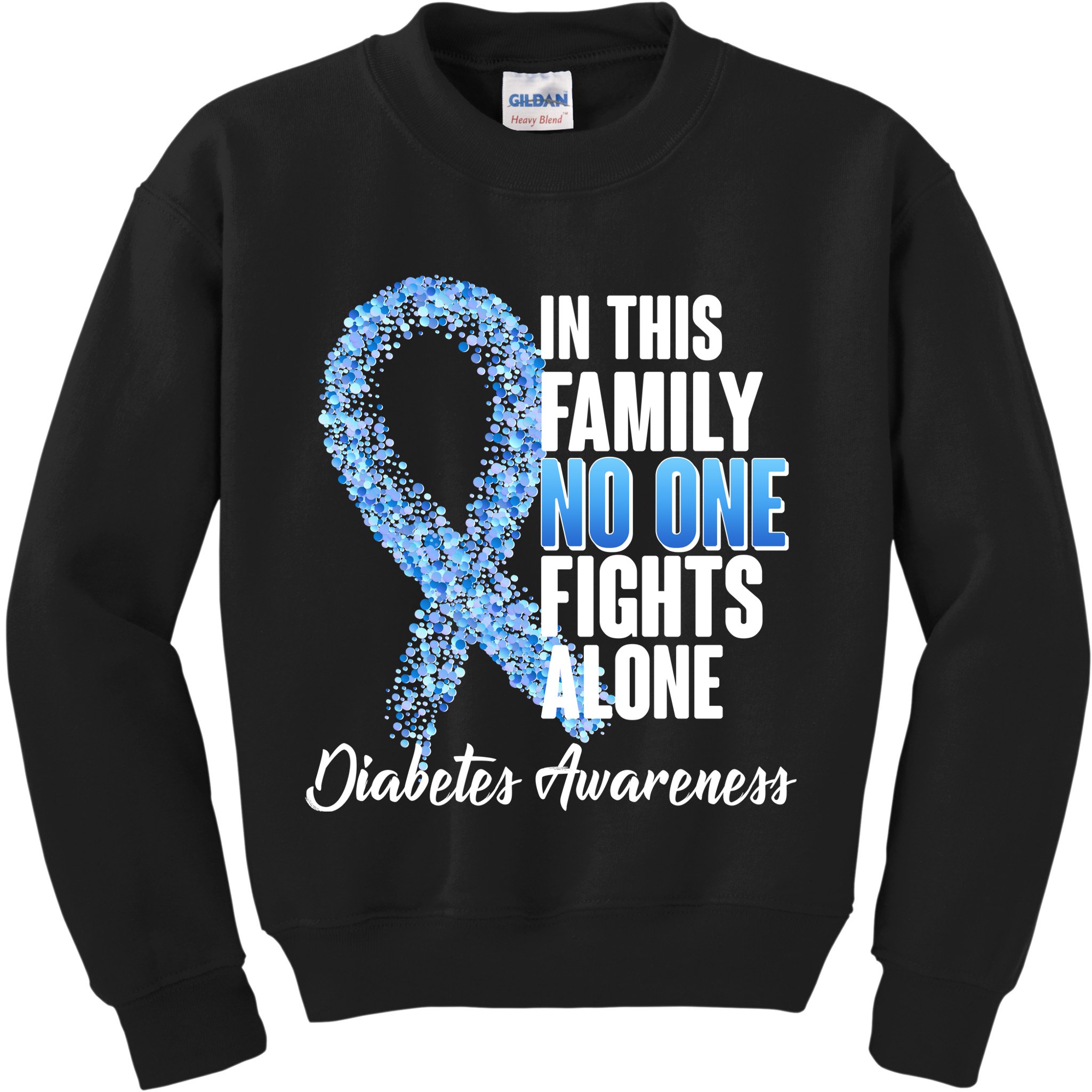 No One Fights Alone Diabetes Awareness Kids Sweatshirt