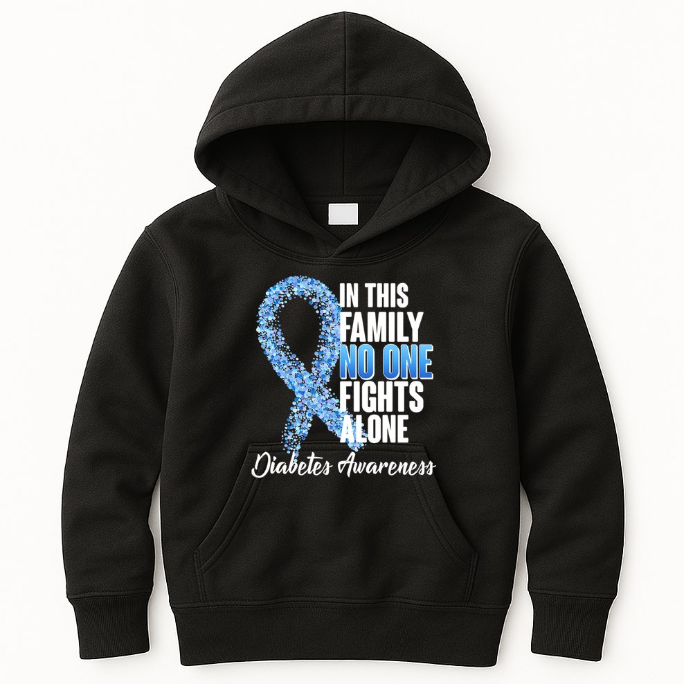 No One Fights Alone Diabetes Awareness Kids Hoodie