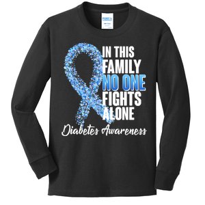 No One Fights Alone Diabetes Awareness Kids Long Sleeve Shirt