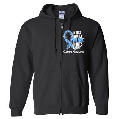 No One Fights Alone Diabetes Awareness Full Zip Hoodie