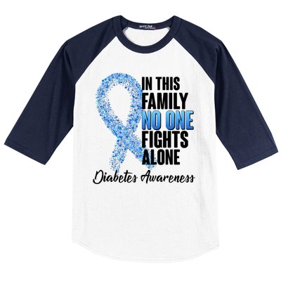 No One Fights Alone Diabetes Awareness Baseball Sleeve Shirt