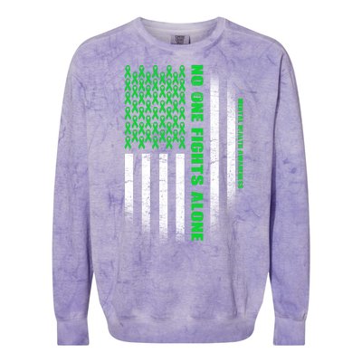 No One Fights Alone Mental Health Awareness Flag Colorblast Crewneck Sweatshirt