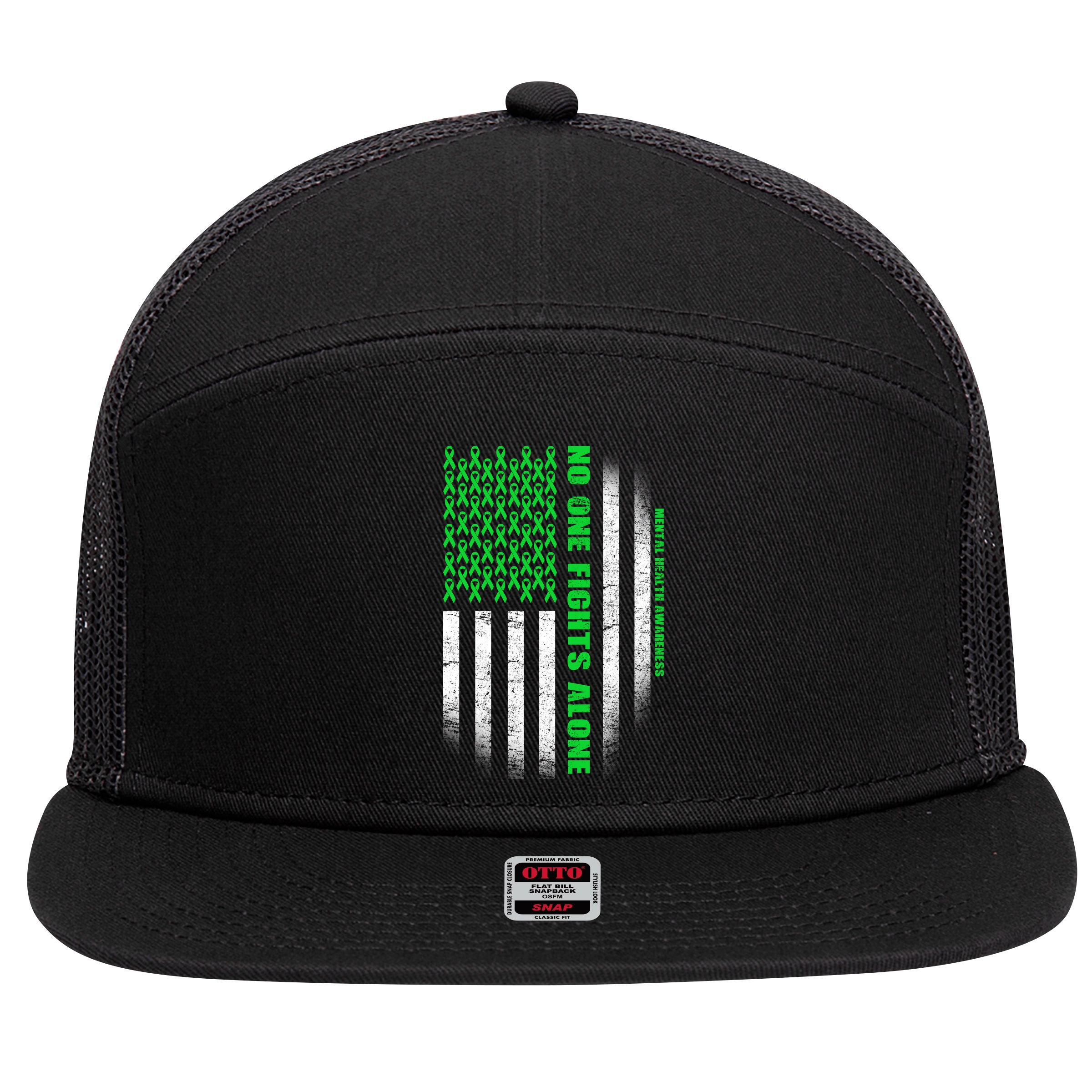 No One Fights Alone Mental Health Awareness Flag 7 Panel Mesh Trucker Snapback Hat