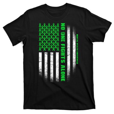 No One Fights Alone Mental Health Awareness Flag T-Shirt