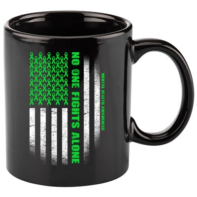 No One Fights Alone Mental Health Awareness Flag 11oz C Handle Ceramic Mug
