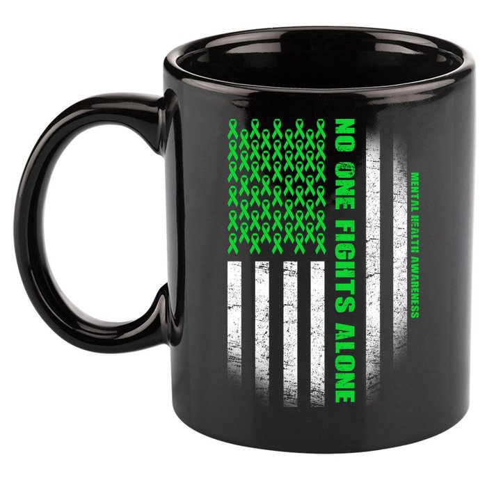 No One Fights Alone Mental Health Awareness Flag 11oz C Handle Ceramic Mug