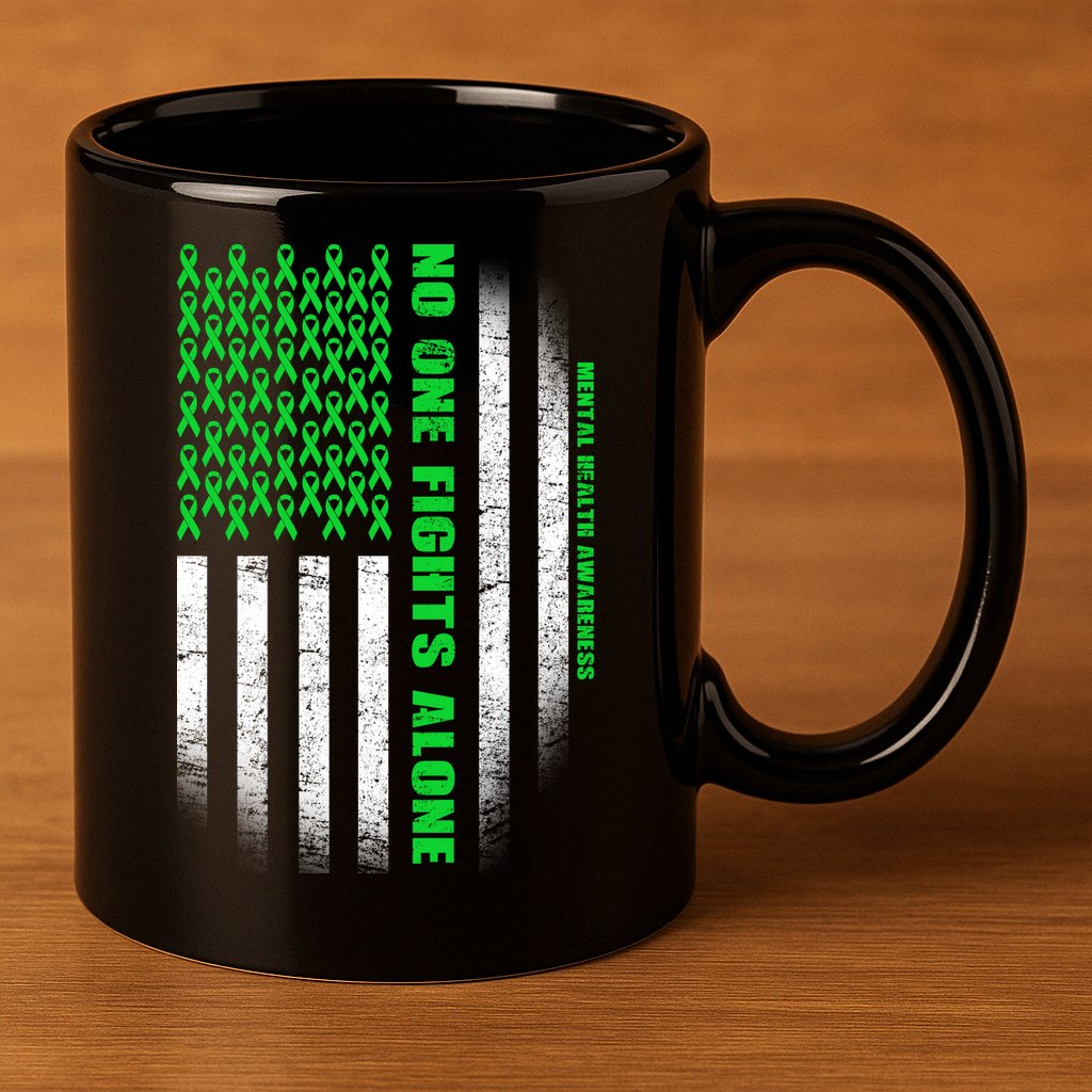 No One Fights Alone Mental Health Awareness Flag 11oz C Handle Ceramic Mug