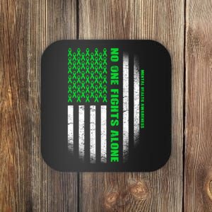 No One Fights Alone Mental Health Awareness Flag Coaster