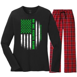 No One Fights Alone Mental Health Awareness Flag Women's Long Sleeve Flannel Pajama Set 