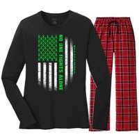 No One Fights Alone Mental Health Awareness Flag Women's Long Sleeve Flannel Pajama Set 