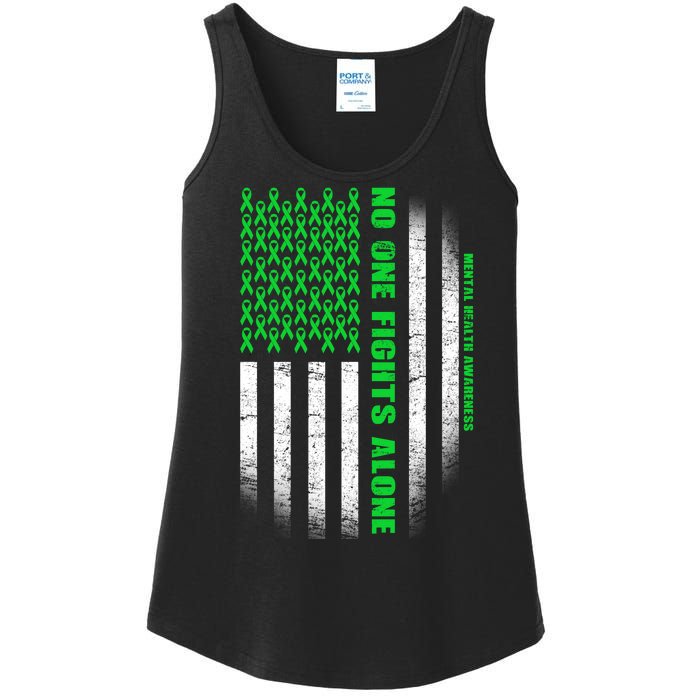 No One Fights Alone Mental Health Awareness Flag Ladies Essential Tank