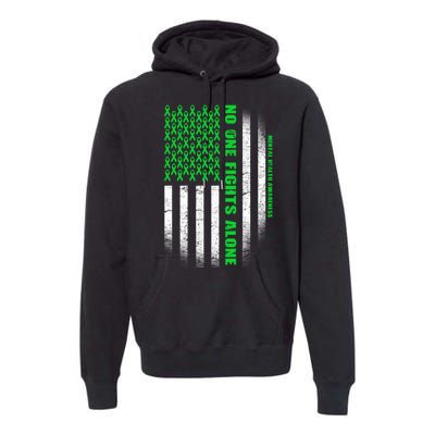 No One Fights Alone Mental Health Awareness Flag Premium Hoodie