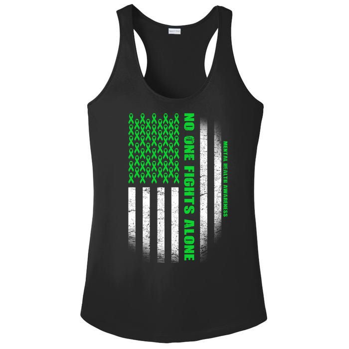 No One Fights Alone Mental Health Awareness Flag Ladies PosiCharge Competitor Racerback Tank