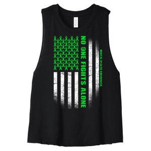 No One Fights Alone Mental Health Awareness Flag Women's Racerback Cropped Tank