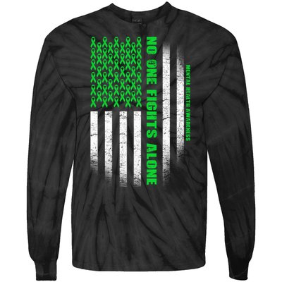 No One Fights Alone Mental Health Awareness Flag Tie-Dye Long Sleeve Shirt