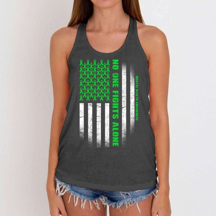 No One Fights Alone Mental Health Awareness Flag Women's Knotted Racerback Tank