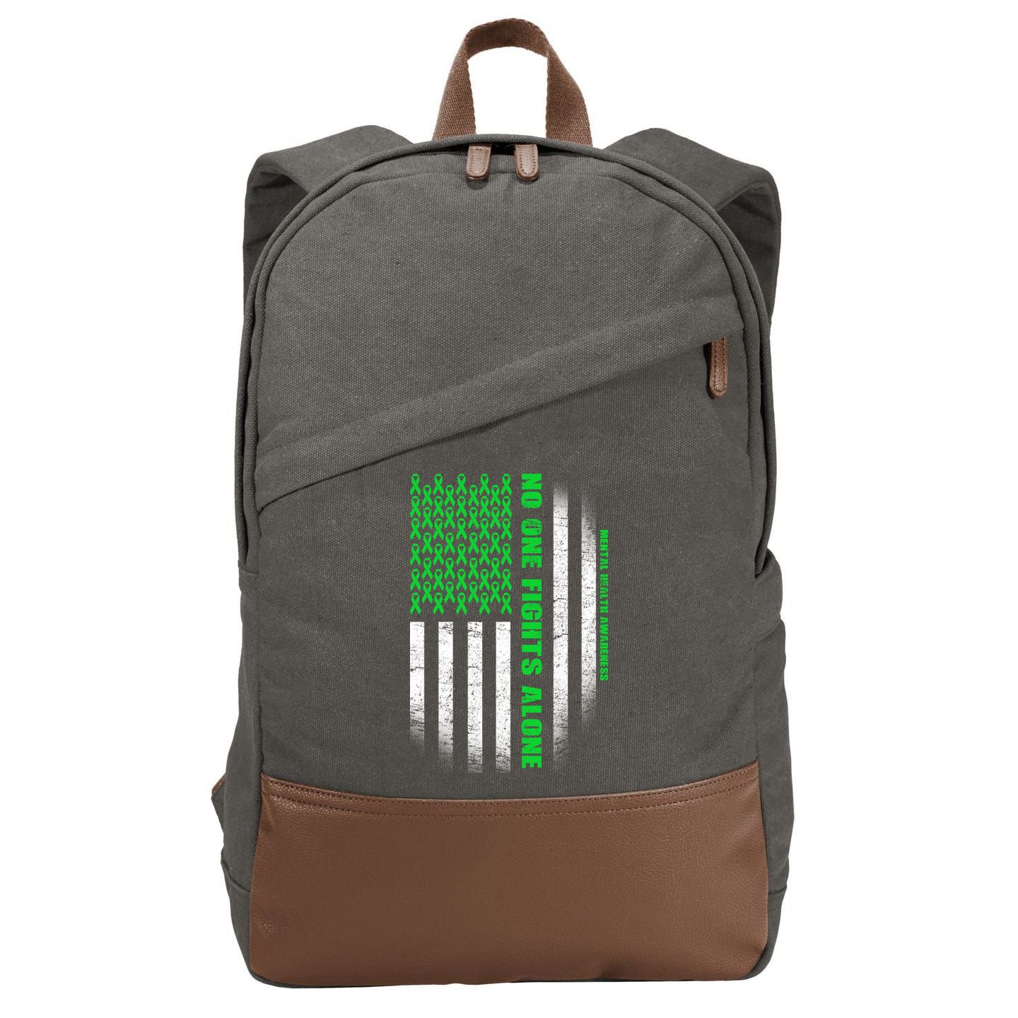 No One Fights Alone Mental Health Awareness Flag Cotton Canvas Backpack