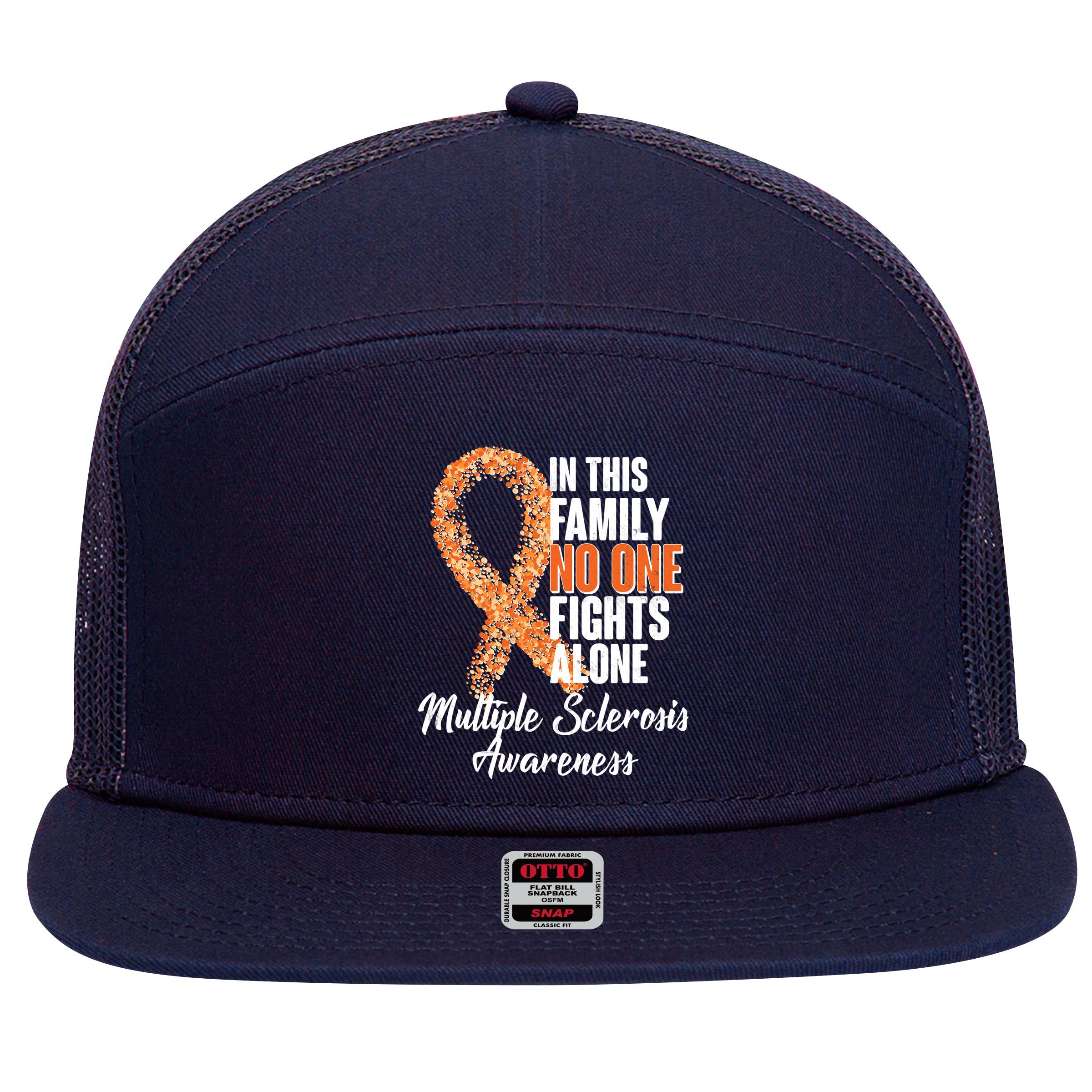 No One Fights Alone Multiple Sclerosis Awareness 7 Panel Mesh Trucker Snapback Hat
