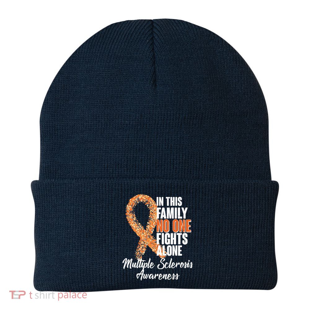 No One Fights Alone Multiple Sclerosis Awareness Knit Cap Winter Beanie