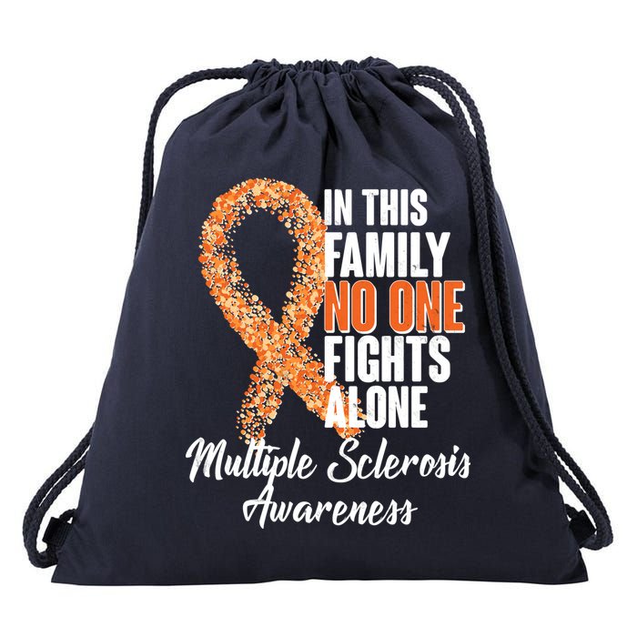 No One Fights Alone Multiple Sclerosis Awareness Drawstring Bag