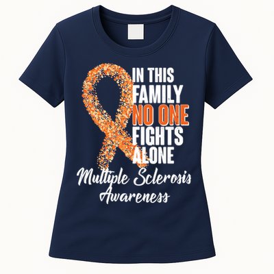 No One Fights Alone Multiple Sclerosis Awareness Womens T-Shirt