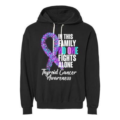 No One Fights Alone Thyroid Cancer Awareness Garment-Dyed Fleece Hoodie