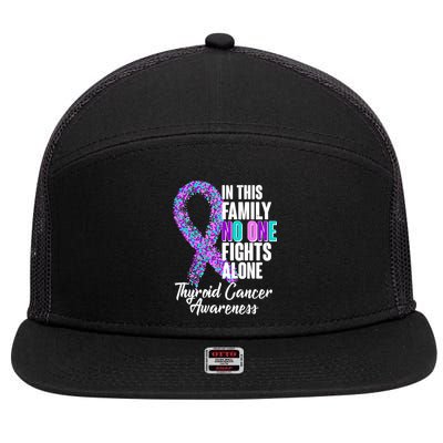 No One Fights Alone Thyroid Cancer Awareness 7 Panel Mesh Trucker Snapback Hat