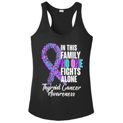 No One Fights Alone Thyroid Cancer Awareness Ladies PosiCharge Competitor Racerback Tank