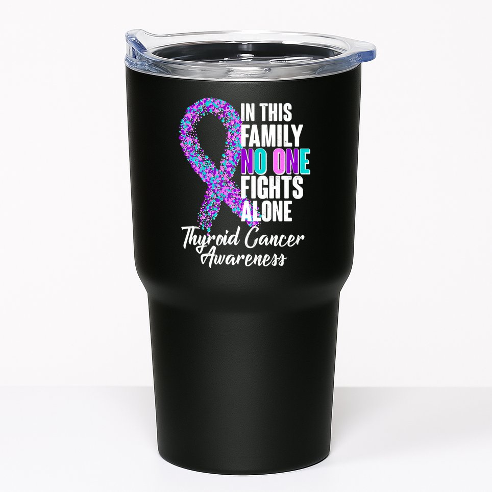 No One Fights Alone Thyroid Cancer Awareness Tumbler