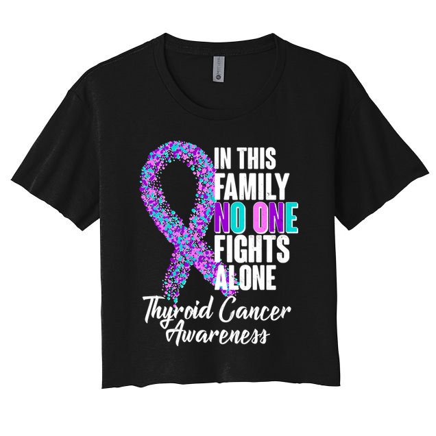 No One Fights Alone Thyroid Cancer Awareness Crop Top