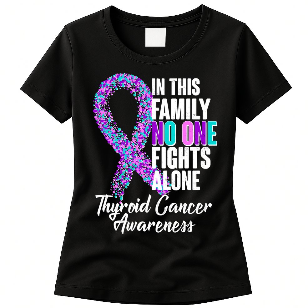 No One Fights Alone Thyroid Cancer Awareness Womens T-Shirt
