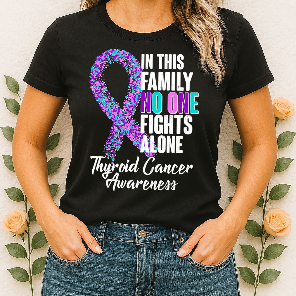 No One Fights Alone Thyroid Cancer Awareness Womens T-Shirt