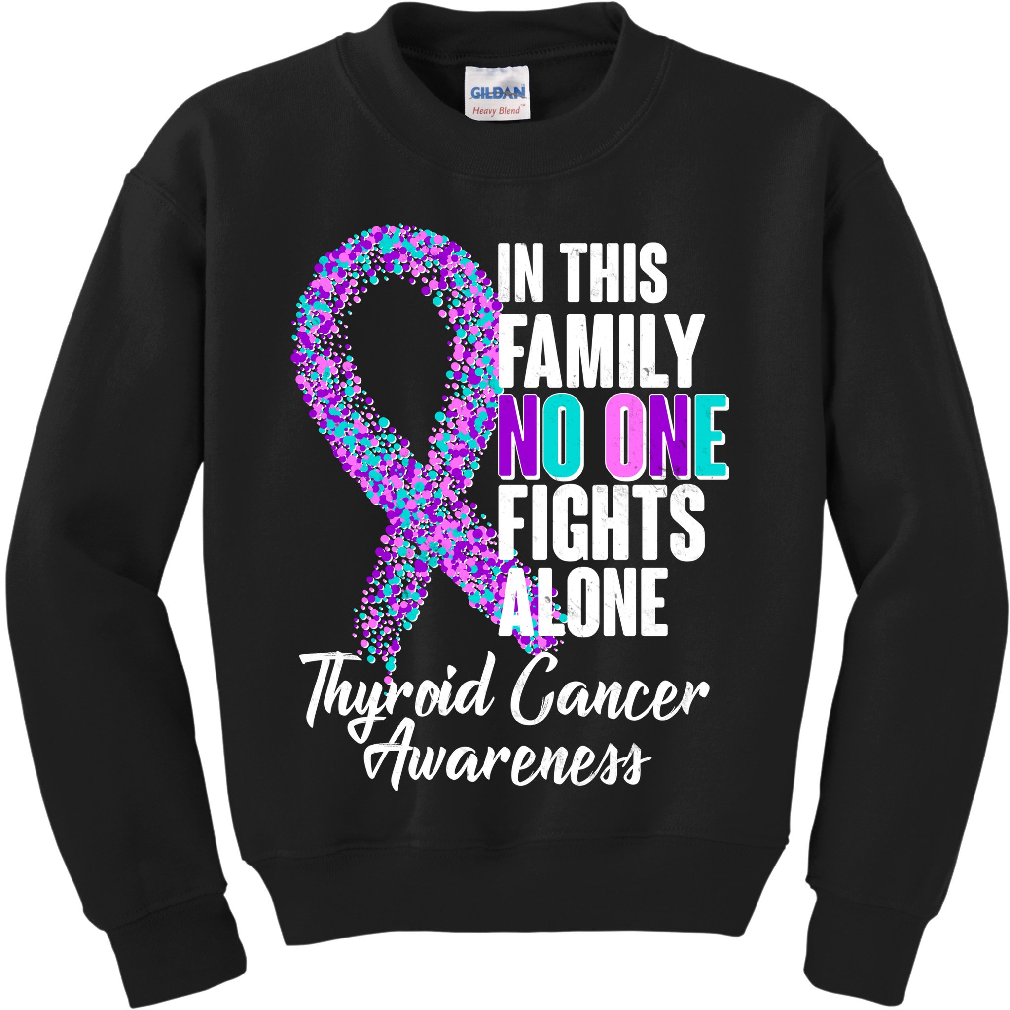 No One Fights Alone Thyroid Cancer Awareness Kids Sweatshirt