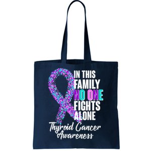 No One Fights Alone Thyroid Cancer Awareness Tote Bag