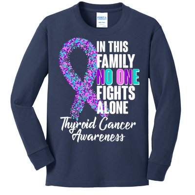 No One Fights Alone Thyroid Cancer Awareness Kids Long Sleeve Shirt