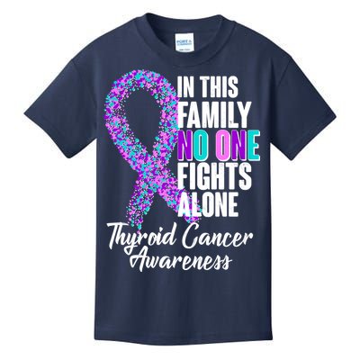 No One Fights Alone Thyroid Cancer Awareness Kids T-Shirt