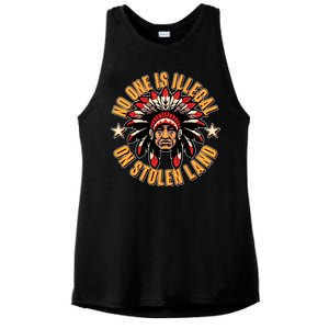 No One is Illegal On Stolen Land Ladies PosiCharge Tri-Blend Wicking Tank