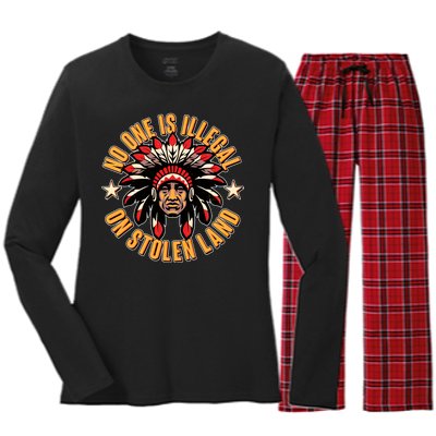 No One is Illegal On Stolen Land Women's Long Sleeve Flannel Pajama Set 