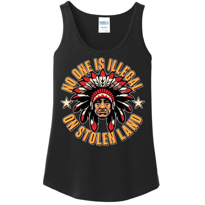 No One is Illegal On Stolen Land Ladies Essential Tank