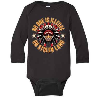 No One is Illegal On Stolen Land Baby Long Sleeve Bodysuit