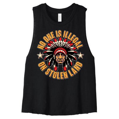 No One is Illegal On Stolen Land Women's Racerback Cropped Tank