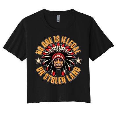 No One is Illegal On Stolen Land Women's Crop Top Tee