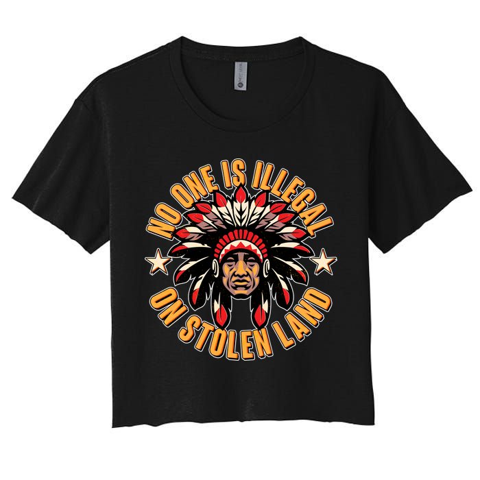 No One is Illegal On Stolen Land Women's Crop Top Tee