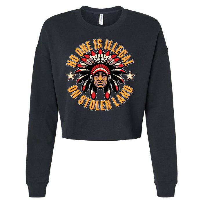 No One is Illegal On Stolen Land Cropped Pullover Crew