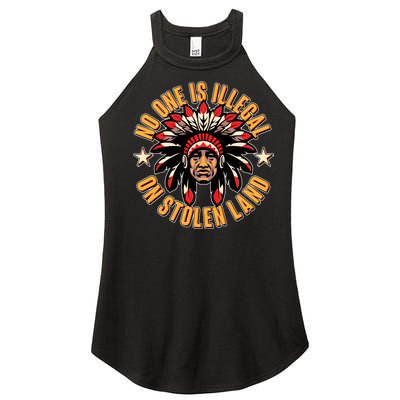 No One is Illegal On Stolen Land Women's Perfect Tri Rocker Tank