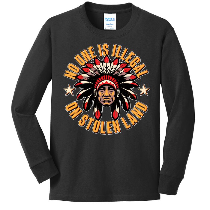 No One is Illegal On Stolen Land Kids Long Sleeve Shirt