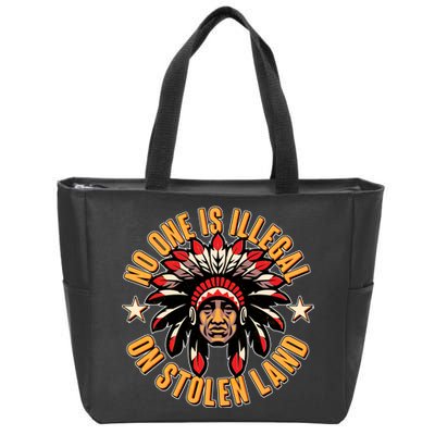 No One is Illegal On Stolen Land Zip Tote Bag